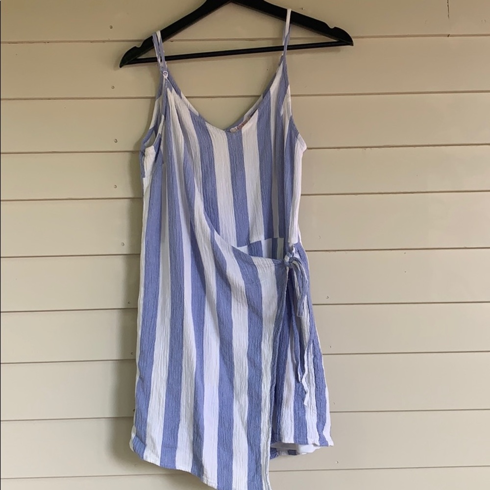 Blue and White Striped Romper